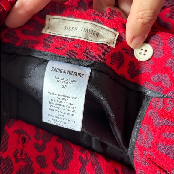 Zadig Voltaire Prune Jac Leo Pants Passion NWT - 38 - Picture 4 of 5